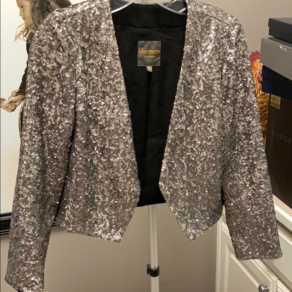 Silver sequin cropped blazer